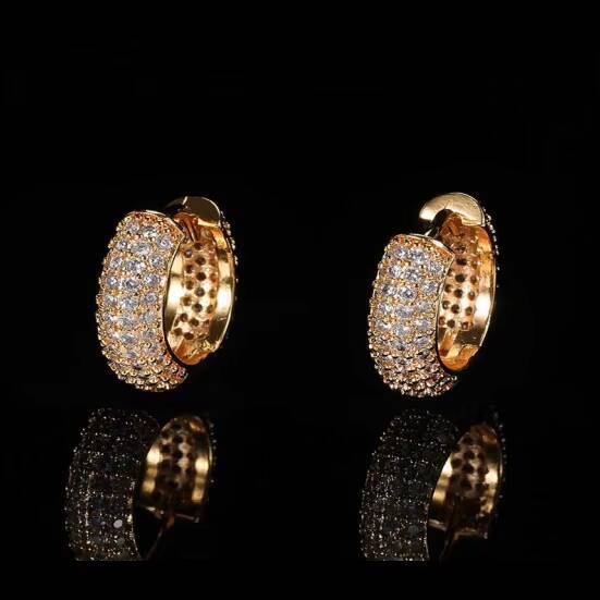 Elisa Custom Wholesale Luxury Four Rows Moissanite Diamond Sterling Silver 18K Gold Plated Hoop Earings Girls Women Fine Jewelry