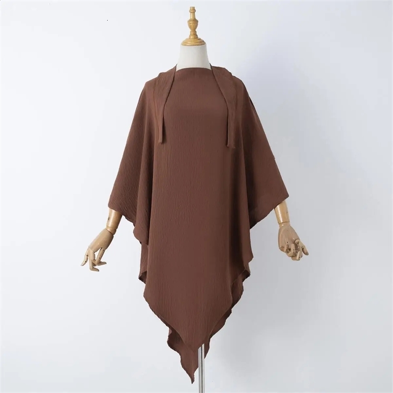 1pc Ice Silk Double-layered Paryer Hijab Breathable Islamic Dubai Style Long Instant Headscarfsuitable for Festival and Praying 241227