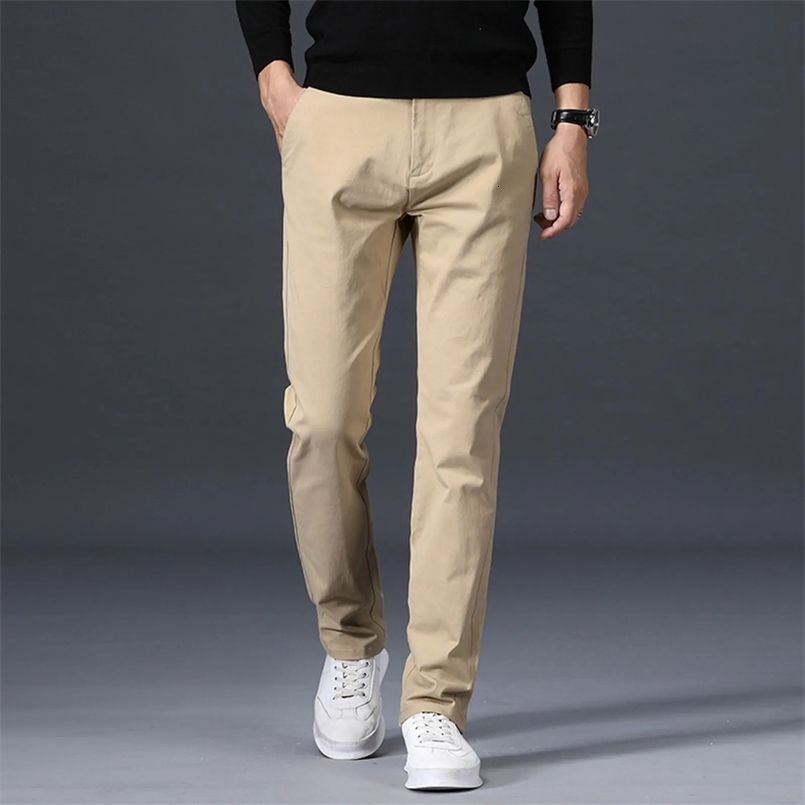 Spring Autumn Fashion Casual Pants Men Trousers Cotton Linen Straight Leg Trousers For Men Korea Basic Black Khaki Men Pants 250514