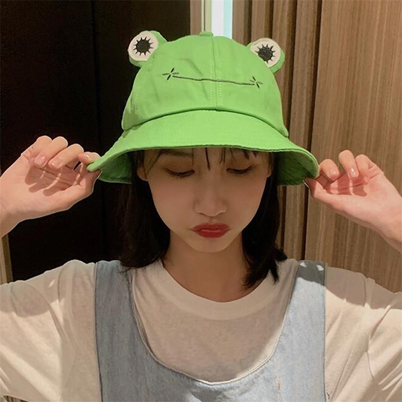 Parent Kid Cartoon Frog Bucket Chapeau Panama Casquette De Pêche Mignon Froggy Homme Femme Bob Chapeau En Plein Air Soleil Pêcheur 220630