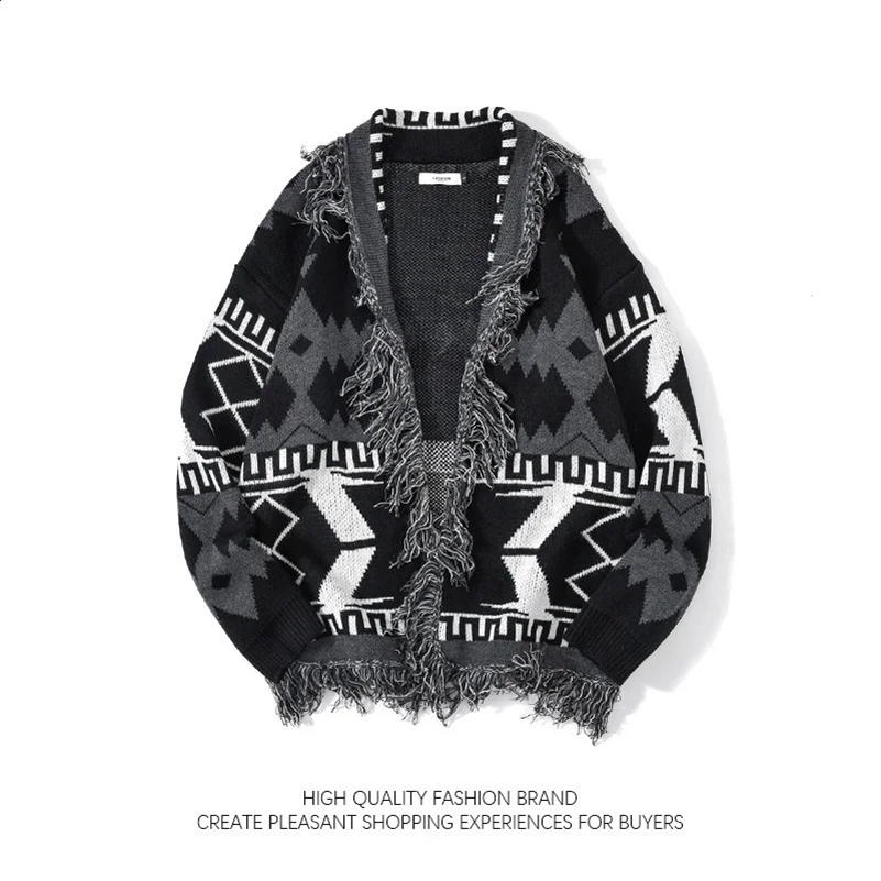Japanese Vintage Grunge Cardigan Sweater Men Womens Vintage Worn-out Knitting Sweater Unisex Hip-hop Tassel Old Jumpers Coat 240820