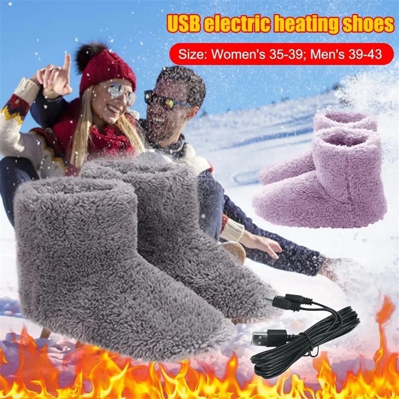 Electric Heating Shoes Women Men Washable USB Heated Shoes Rechargeable Foot Warmer for Cold Weather 250120bj