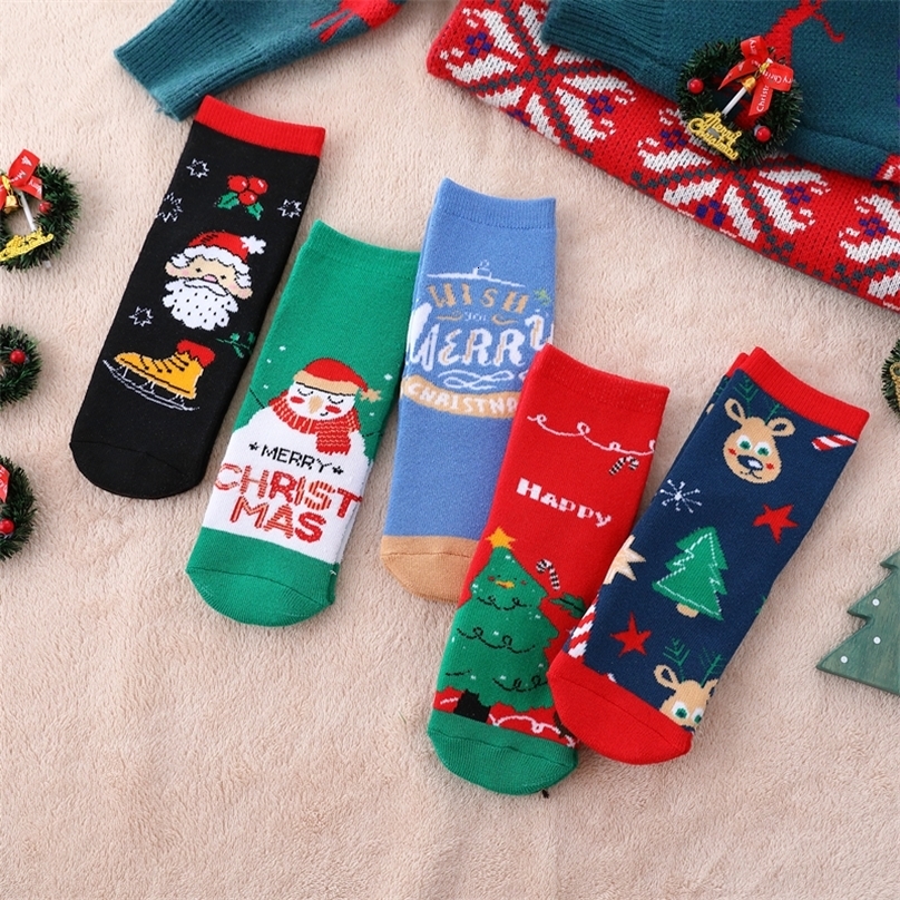 Kids Socks Christmas Children Winter Thermal Thicken Terry Cotton Elk Snowman Boys Girls Tube Baby Warm Floor 221203