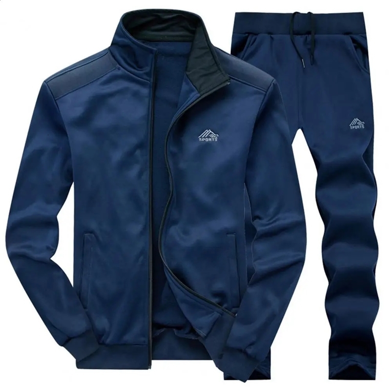 Spring Men Tracksuits Solid Color Sportswear Autumn Mens Sets Jacket Pants Casual Tracksuit Male Gyms Sweatshirt 2 Piece Set 240819
