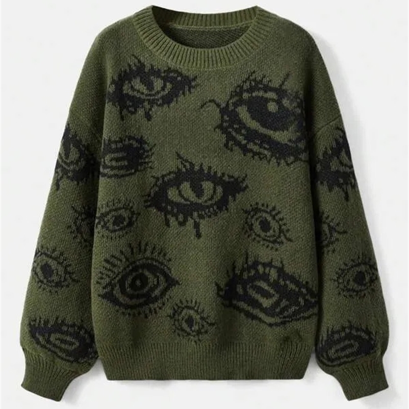 Traf Womens Sweater Eye Y2K Zipper Knitted Winter Clothing Womens Retro Womens Long Sleeve Top Oversized 240826bj