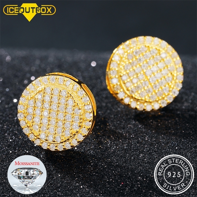 Ear Cuff Real D Color Stud Earrings For Women 100 925 Sterling Silver Round Sparkling Wedding Jewelry Trend 230822bj