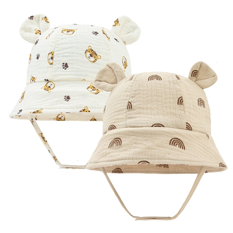 Caps Hats Spring Autumn Print Hat Soft Cotton Girls Boys Outdoor Casual Panama Sun Cap Summer Infant Toddler Fisherman 230328