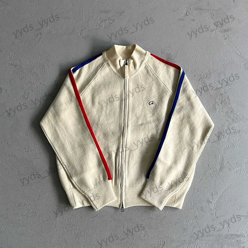 DRILL Style American Street HipHop Embroidered Letter Stand Collar Zipper Cardigan Knitted Sweater Mens Jacket T250923