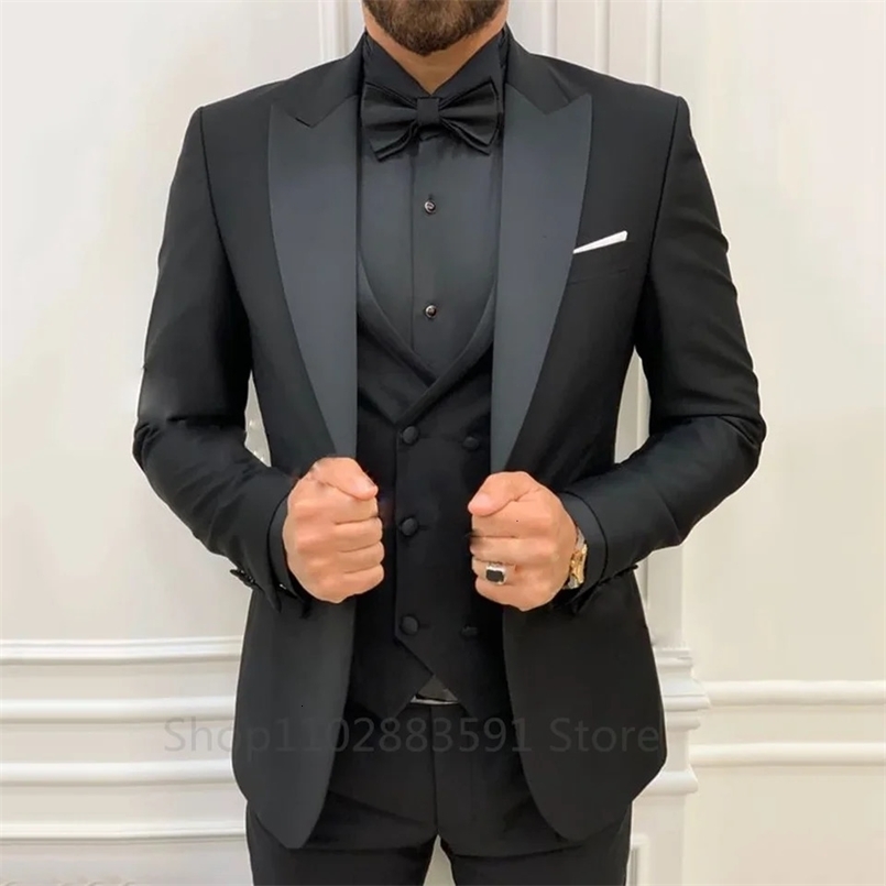 Mens Suits 3 Pieces Slim Fit Suit Formal Business Groom Wear Costume Wedding Tuxedos Blazer Vest Pants Homme Mariage 250407