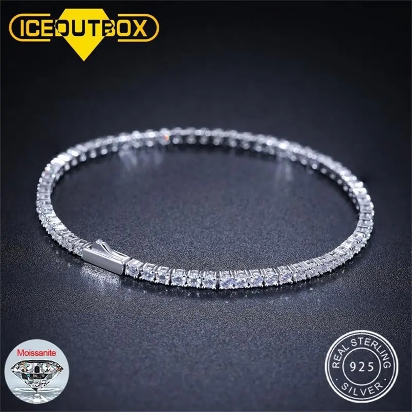 2 mm 6/7/8/9 pouces D Vvs Chaîne Bracelets de tennis pour femmes bijoux amies 925 Test de diamant passé en argent sterling 240626