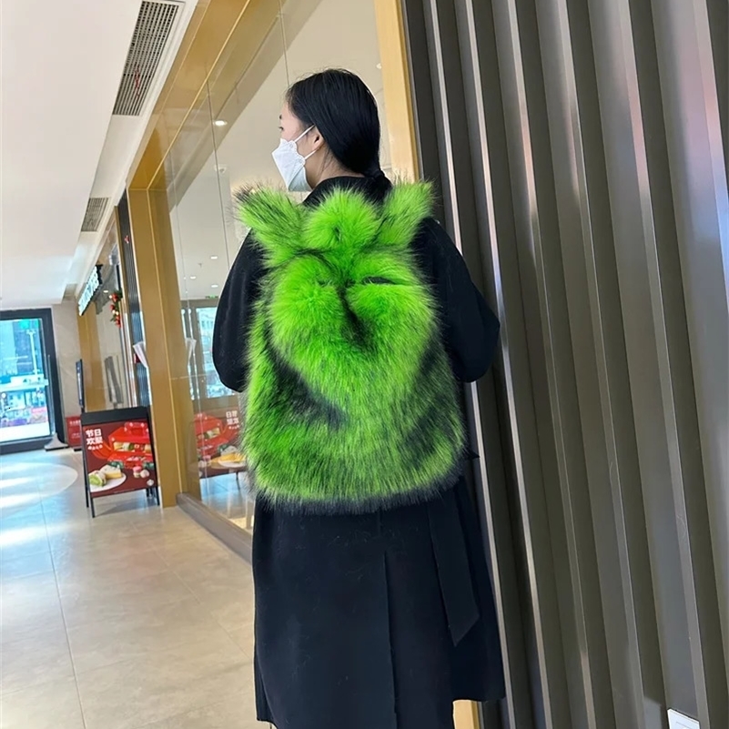Faux Fur Backpacks for Women Kawaii Woolen Fabric School Bag Y2k Korean Travel Fluffy Backpack Cute Plush Winter Schoolbag 241220