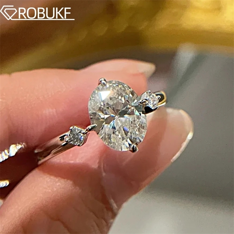 GRA Certification 2 bague de fiançailles pour femmes Sparkling Oval Cut Lab Diamond 925 Sterling Silver Wedding Party Band 250327