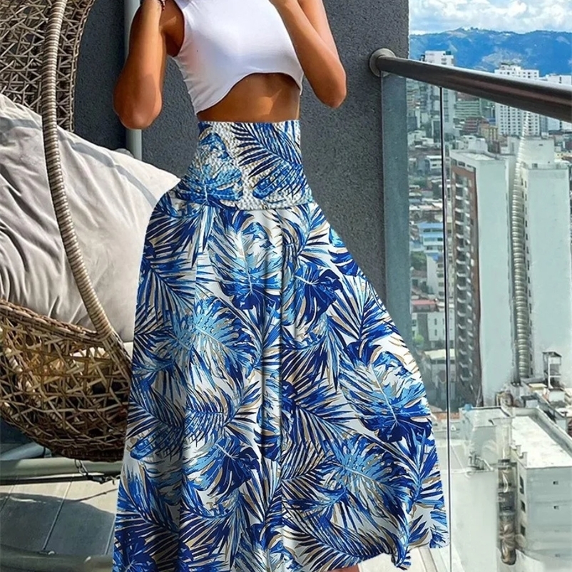 Fashion Cotton Women Floral Print Skirt Side Tie Beach Skirts Summer High Waist Wrap Flower Long Skirt 240724bj