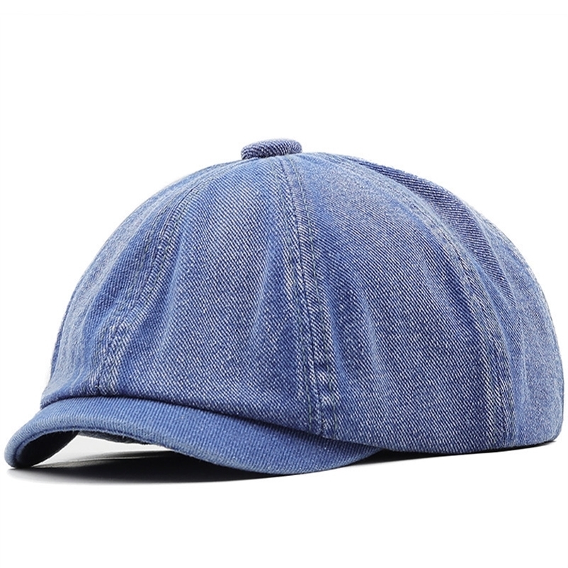 Berets Cotton Denim Men Summer Vintage Solid Color Octagon Cap Women s French ed Caps Gatsby Casual sboy Hat 230831bj