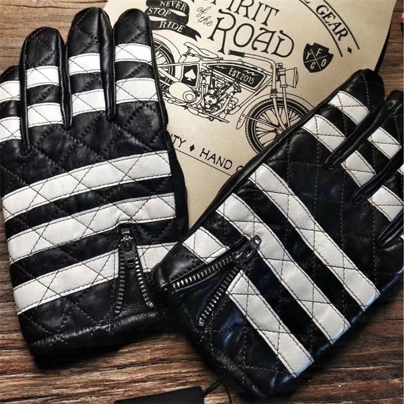 Five Fingers Gloves Genuine Leather Gloves Prisoner Motorcycle Gloves Men's Cycling Winter Ridding Mitten S2144 221202