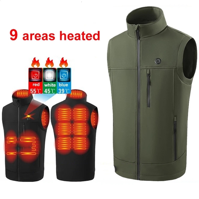 USB Heating Vest Jacket Men Winter Warm Vests Infrared 9 Heating Areas Vest Jacket Electric Heated Vest Male 241120