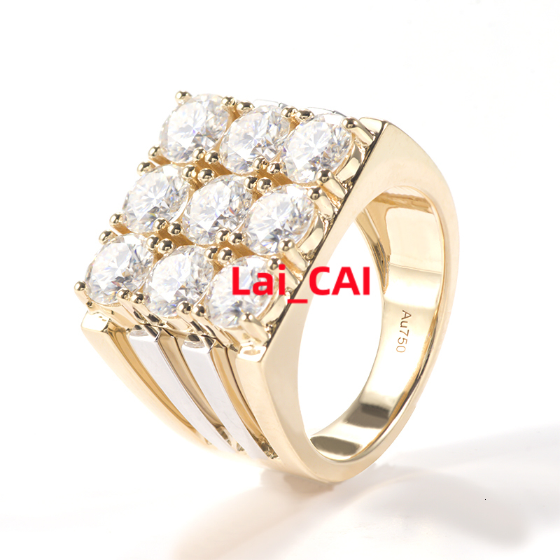 Customized Hip Hop Iced Out DEF 10K 14k 18K Solid Gold Round Cut D VVS Moissanite Cuban Ring for Men