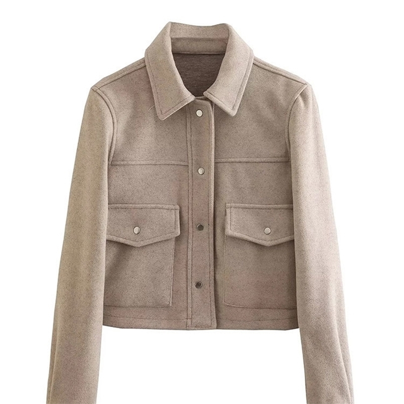 TRAFZA Jackets For Womens Autumn Fashion Solid Front Pockets Button Long Sleeve Jacket Elegant Woman Casual Outerwear Coat250920ww