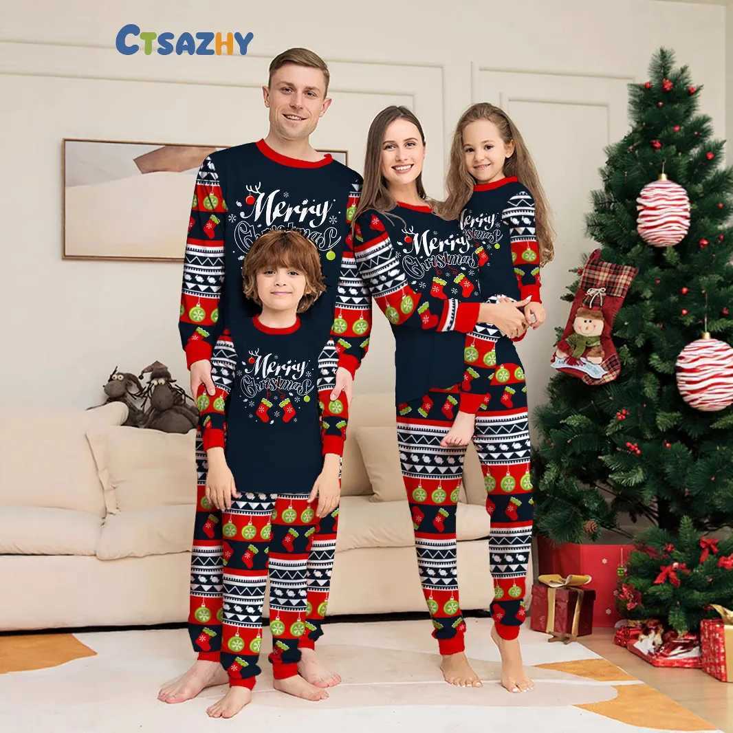 European and American Christmas pajama sets crossborder baby letter Christmas socks printed parentchild home wear X250923
