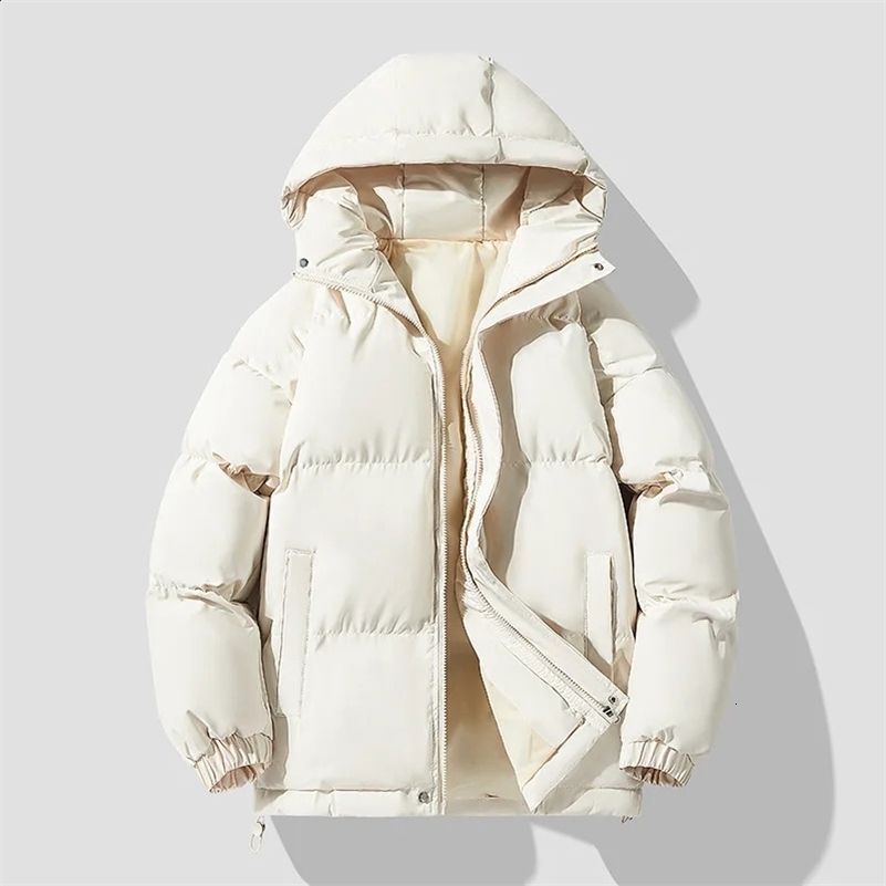 Autumn Winter Mens Hooded Parkas Solid Warm Couple Jacket Outdoor Casual Outwear Coats Men Cotton Padded Sports Jackets 240820