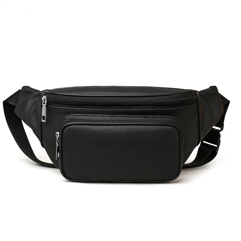 100% Genuine Leather Mens Waist Bag Mini Travel Fanny Chest Pack Cowhide Belt Bag Male Small Waist Bag For Phone Pouch 241223bj