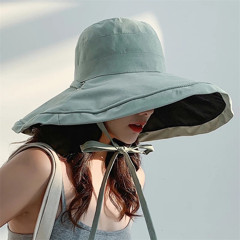 summer women Double side fashion wide Large brim Sun Hat outdoor beach fisherman cap UV proof sun protection hat bucket hat 240530
