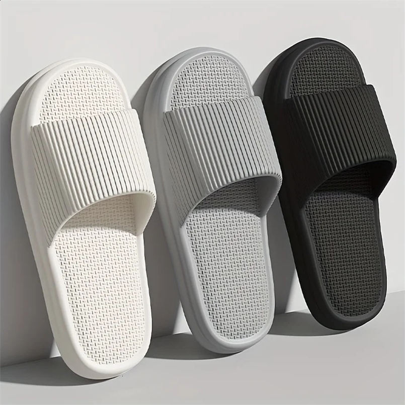 Plus Size 48-49 Men Slippers Summer Solid Color Flat Sole Home Slippers For Women Man Coupple Bath Beach Slides Shoes 250122