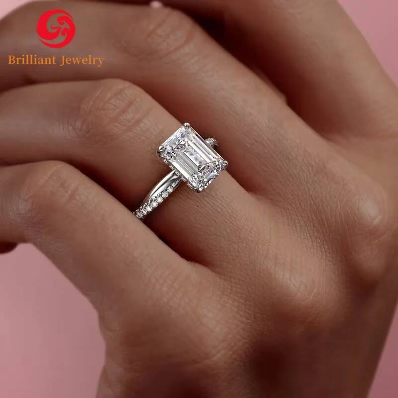 Women Engagement Rings Customized 14k 18k Solid Gold Lab Grown Emerald CVD HPHT 05ct5ct GIA IGI Certified Real Diamond Ring