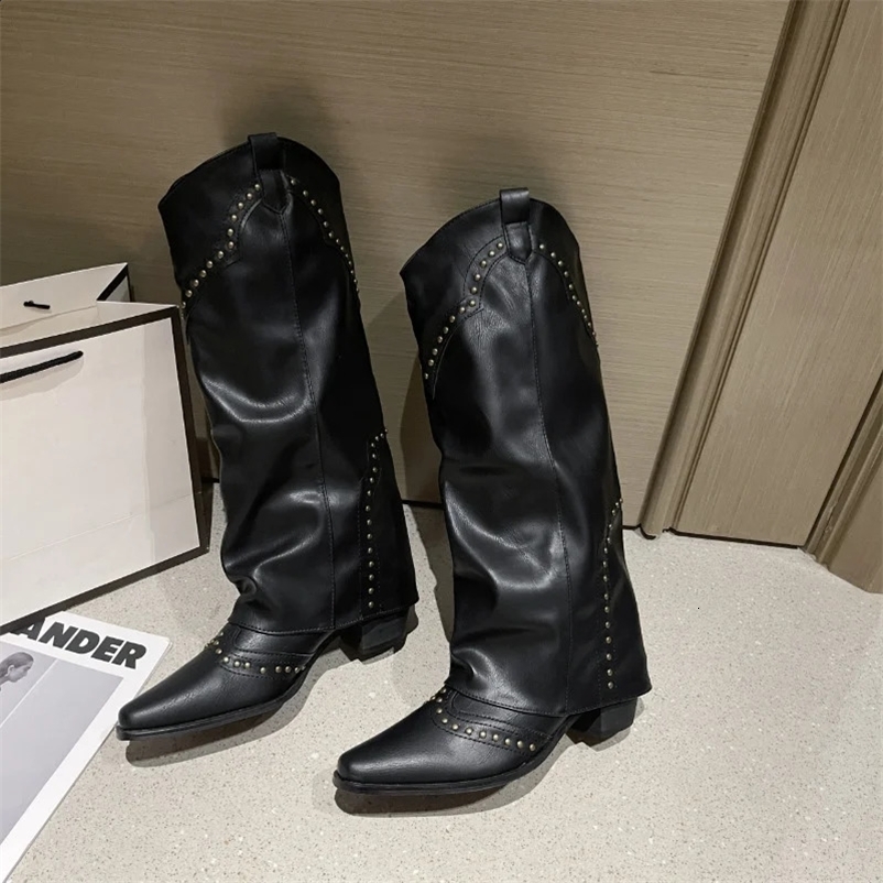 Correa de hombro de moda Zipper Long Knight Botas para mujer Soled Soled Zapatos de invierno zapatos de invierno Botas altas 240823BJ