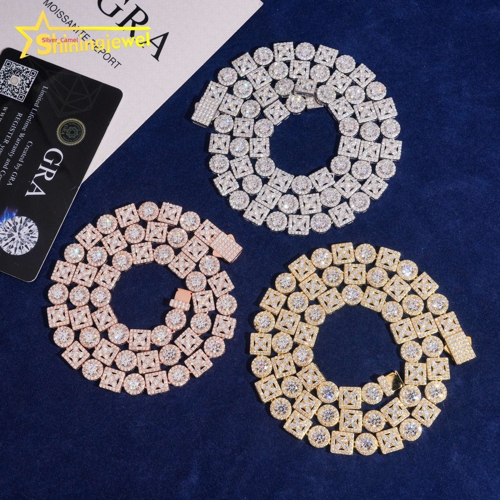 Fine Jewelry Iced Out Pass Diamond Tester 925 Sterling Silver Rose Gold Moissanite Necklace