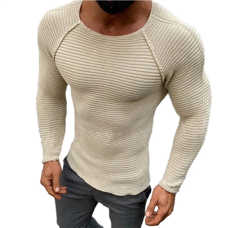 Pull Spring Slim Solid Fashion Inside Inside Men Hommes Mock Neck Neck Basic T-shirt Blouse Pullover à manches longues Top 240729