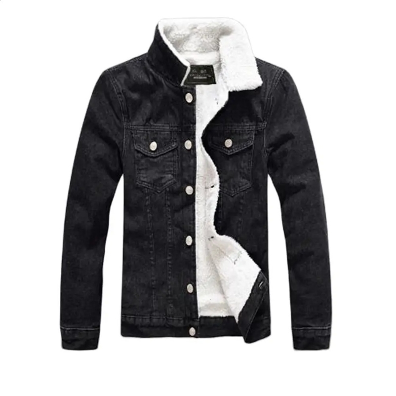 Mens casual denim jacket/mens wool denim jacket winter style thick warm fashionable boutique solid color large size S-6XL240813bj