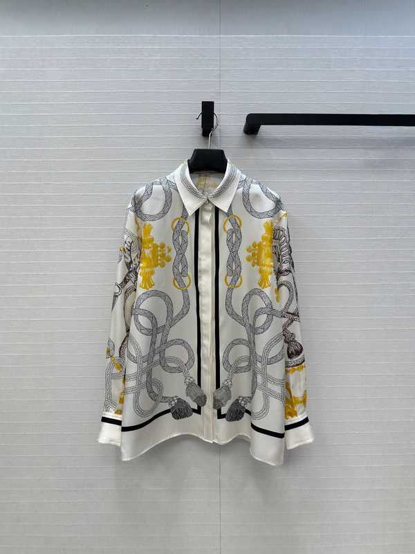 Women's Blouses & Shirts Designer High-End top Quality 25 Autumn New Palefroi Remix Positioning Printed Long-Sleeve Silk Shirt DW97