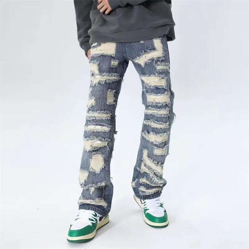 Ropa grunge y2k streetwear baggy vaccoso jeans strappato pantaloni uomini vestiti dritti donne hip hop pantaloni in jeans moda hombre 240819