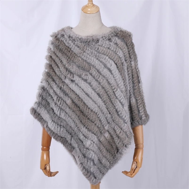 Real rabbit fur knitted natural fur raincoat fashionable wrapped coat shawl womens scarf natural fur wedding party wholesale corner 240906bj