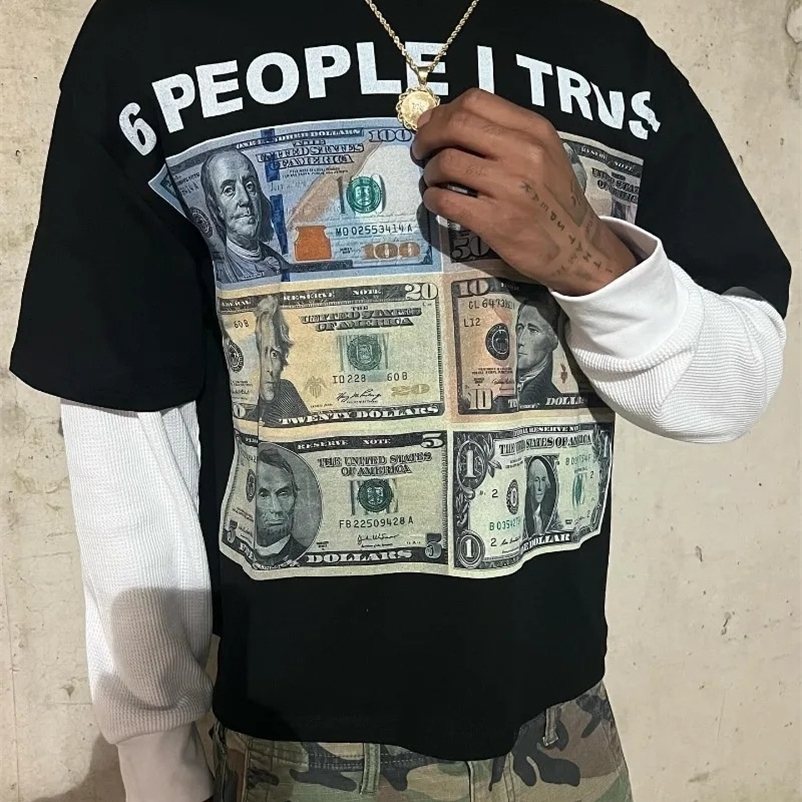Street Harajuku retro clothing printed patch work long sleeved hooded T-shirt for men Y2k hip-hop fashion trend couple loose top 240930