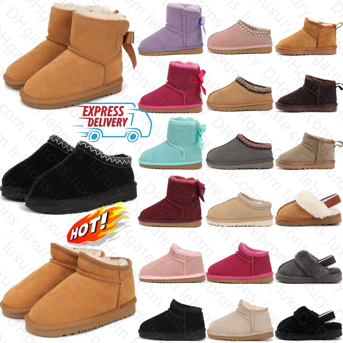 Kids Boots Ultra Mini Chestnut Tasman Bow Bailey Classic Baby Australia Toddlers Boot Boot Garbles Filles Hiver Warm Snow Fur Boot Childre