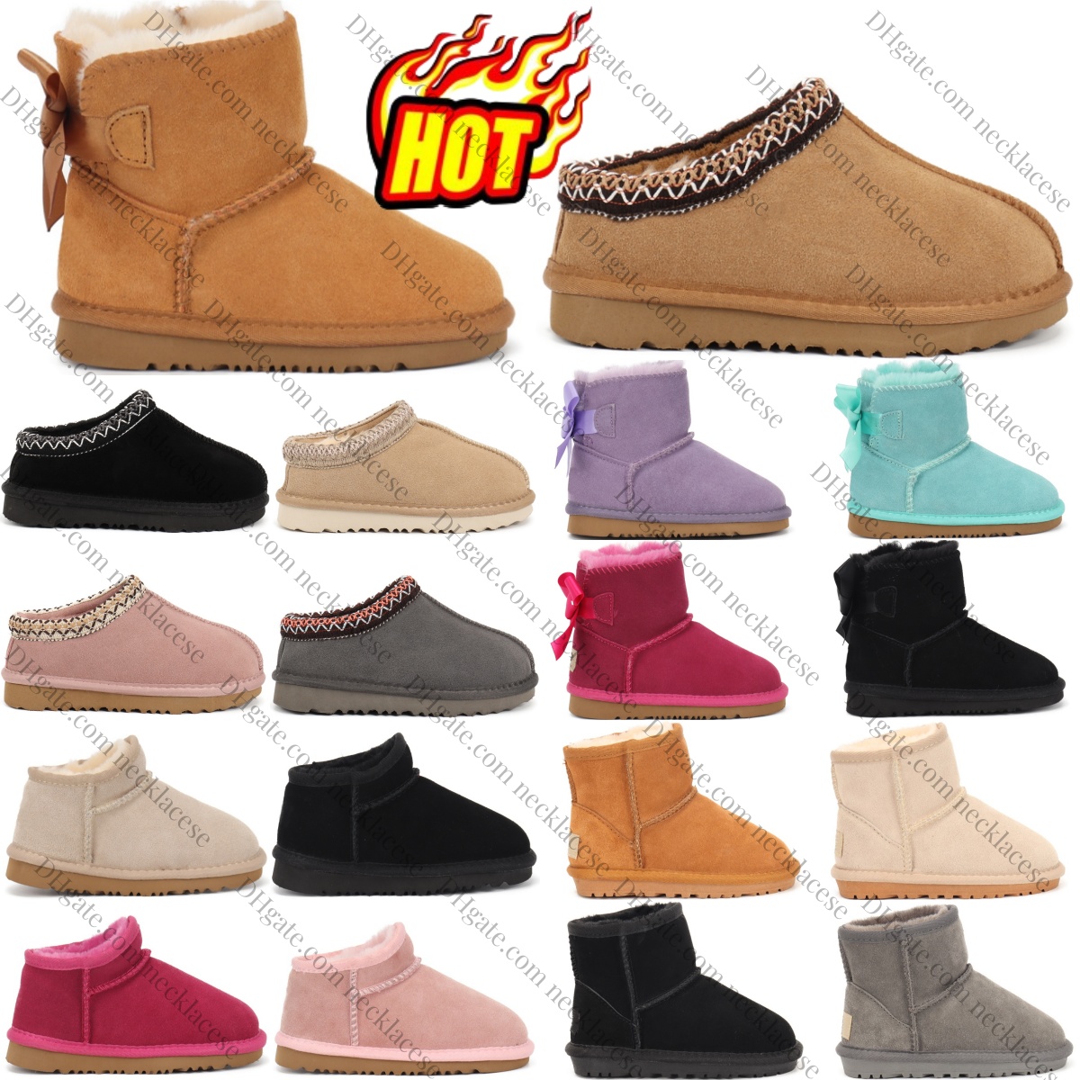 Kids Baby Boots Bow Bailey Tasman Slippers Classic Toddlers Mini Ultra Boys Filles Winter Warm Australia Bot Botte de neige Childre
