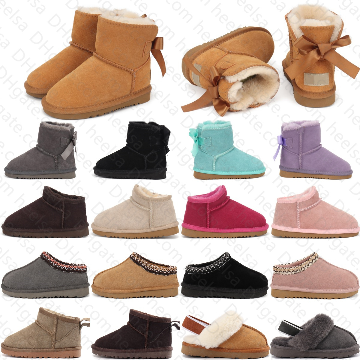 Mini Kids Boots Tasman Slippers Baby Bow Bailey Snow Booties Australia Toddlers Ultra Boys Girls Classic Winter Warm Fur Boot Chestnut Children Yout