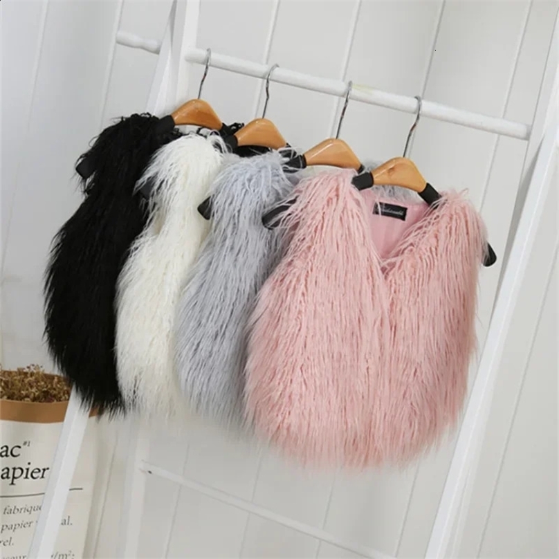 Fashion Baby Faux Fur Vest Family Matching Waistcoats Outwear Winter Autumn Spring Mother Girl Fur Vest Solid Color 241230