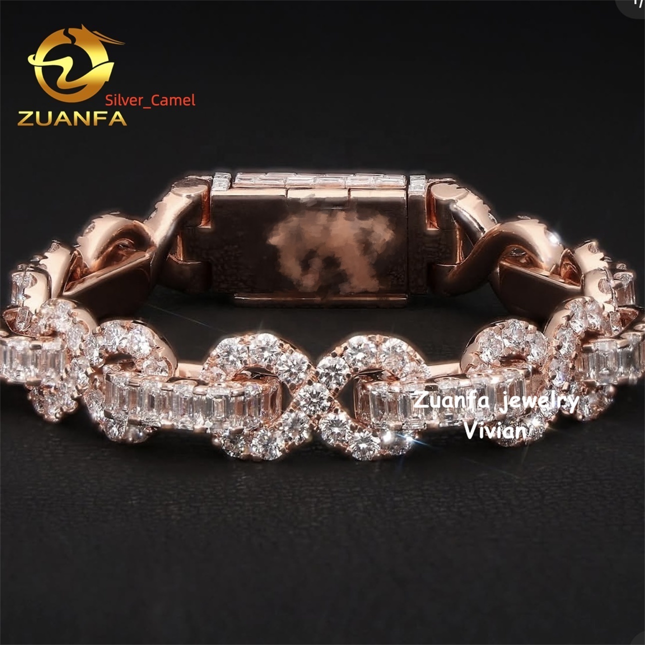 10mm Vvs Moissanite Hip Hop Jewelry Iced Out Fine Jewelry Silver 925 Diamond Cuban Bracelet Cuban Link Chain