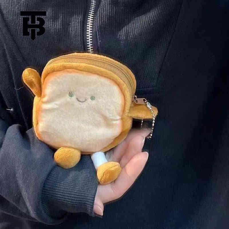 TB BHULAMTE Free Shipping New Designer Bag Korean Cute Expression Toast Coin Wallet Pendant Plush Storage Bag Japanese Creative Women's Small W