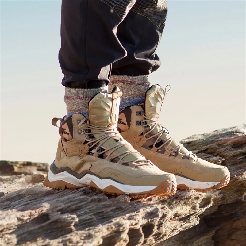 RAX mens hiking shoes mid top waterproof outdoor sports shoes mens leather hiking boots off-road camping climbing hunting sports shoes womens sports