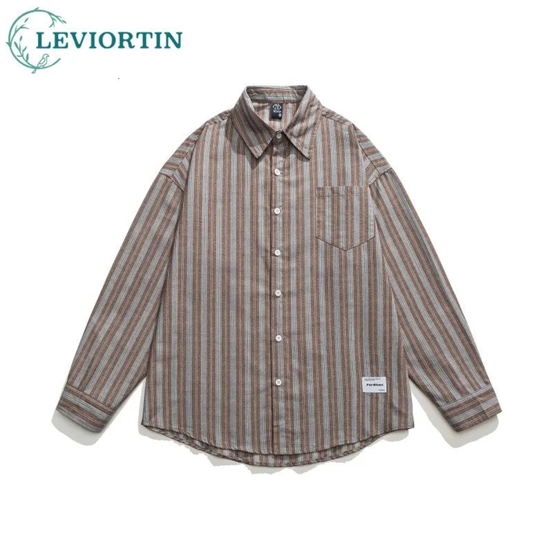 Classic Style Striped Long Sleeve Shirt Men Spring Autumn Fashion Handsome Lapel 100% Cotton Comfortable Button Mens Shirts Top 240506