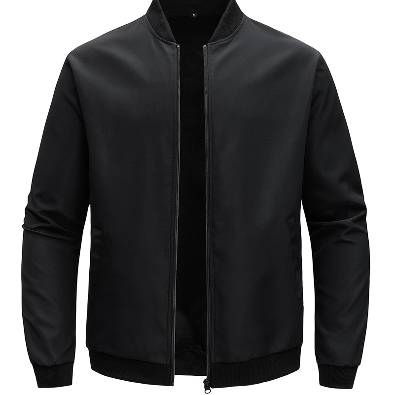 2024 Spring and Autumn Baseball Collar Short Loose Solid Color Jacket Mens Business Casual Thin Coat Trend 250206