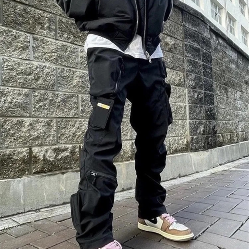 2024 Vibe Y2k Fashion Outdoor Multi Pocket Black Track Clothing Cargo Pants Mens Gothic Clothing Casual Long Trousers Pantalon Homme240809bj