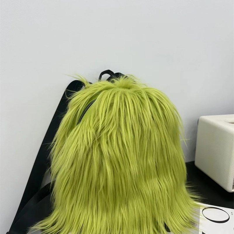 Trendy Faux Fur Backpack Womens Fashion Bag 2024 Daypack Solid Color Fashion Travel Blue Back Pack 241216