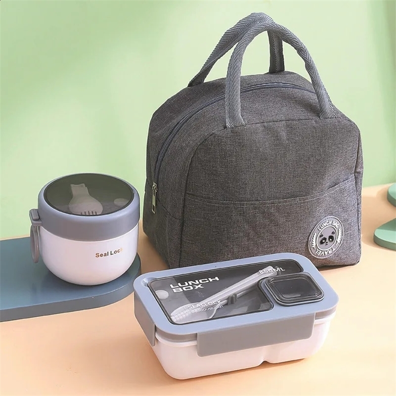 Boîte à lunch 3PCS Portable et boîte de rangement à l'épreuve des fuites avec couvercle et sac thermique grand sac de rangement de nourriture sim