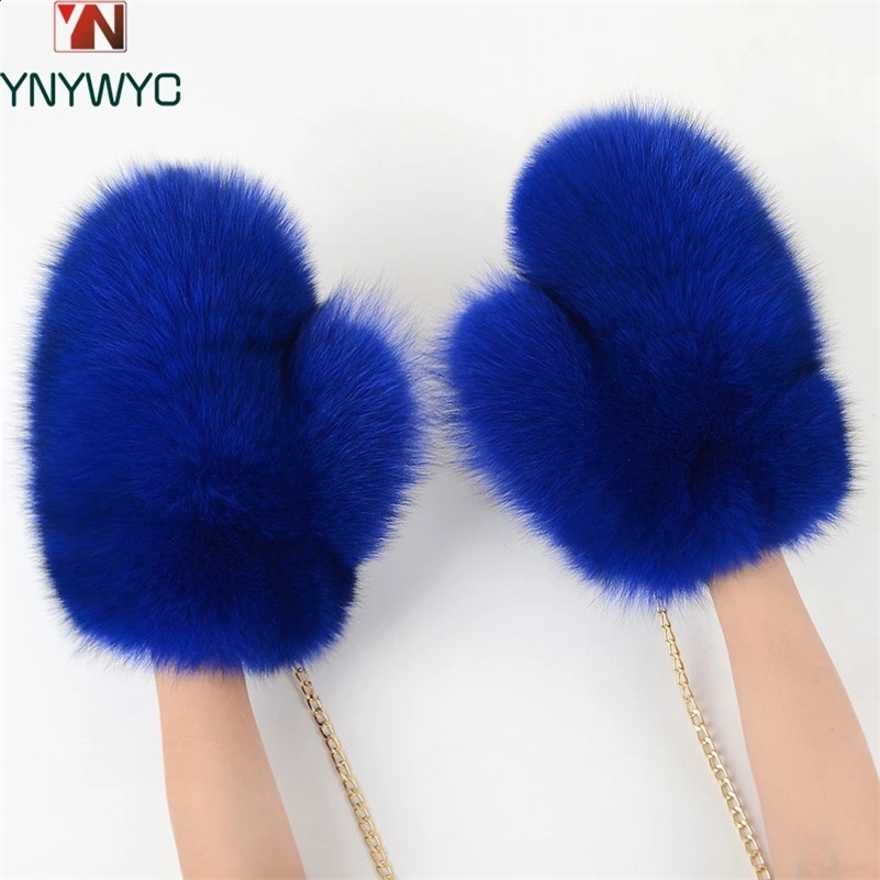 2024 Winter Women Natural Real Fox Fur Gloves Warm 100% Genuine Fox Fur Mittens Girl Fashion Real Fox Fur Glove 240914