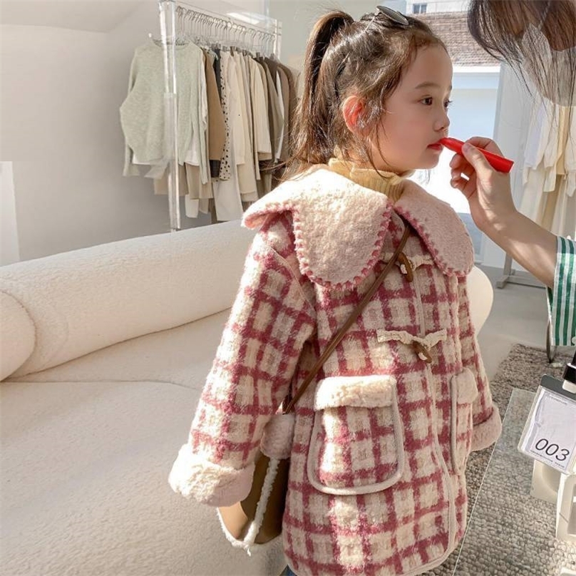 Jackets Girls Kids Coat Jacket Overcoat Cotton Vintage Warm Plus Thicken Velvet Winter Sports Teenager School Children s Clothing 221010